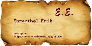 Ehrenthal Erik névjegykártya